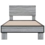 Estructura cama madera ingeniería metal gris Sonoma 100x200 cm de vidaXL, Camas y somieres - Ref: Foro24-845805, Precio: 78,5...
