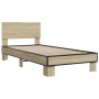 Estructura cama madera ingeniería metal roble Sonoma 75x190 cm de vidaXL, Camas y somieres - Ref: Foro24-845813, Precio: 70,8...