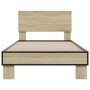 Estructura cama madera ingeniería metal roble Sonoma 75x190 cm de vidaXL, Camas y somieres - Ref: Foro24-845813, Precio: 70,8...