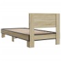 Estructura cama madera ingeniería metal roble Sonoma 75x190 cm de vidaXL, Camas y somieres - Ref: Foro24-845813, Precio: 70,8...
