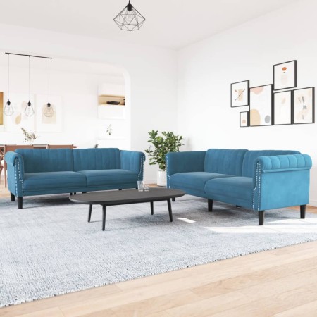 Juego de sofás 2 piezas terciopelo azul de vidaXL, Sofás - Ref: Foro24-3209227, Precio: 538,38 €, Descuento: %