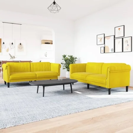 Yellow velvet 2-piece sofa set by vidaXL, Sofas - Ref: Foro24-3209225, Price: 512,88 €, Discount: %