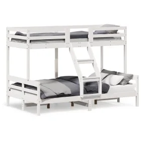 Solid white pine wood bunk bed 90x200/120x200 cm by vidaXL, Beds and slatted bases - Ref: Foro24-3207170, Price: 345,48 €, Di...