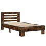 Estructura cama madera ingeniería metal roble ahumado 90x190 cm de vidaXL, Camas y somieres - Ref: Foro24-846086, Precio: 97,...