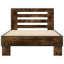 Estructura cama madera ingeniería metal roble ahumado 90x190 cm de vidaXL, Camas y somieres - Ref: Foro24-846086, Precio: 97,...