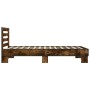Estructura cama madera ingeniería metal roble ahumado 90x190 cm de vidaXL, Camas y somieres - Ref: Foro24-846086, Precio: 97,...