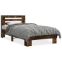 Estructura cama madera ingeniería metal roble humo 75x190 cm de vidaXL, Camas y somieres - Ref: Foro24-845659, Precio: 65,24 ...