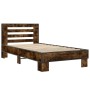 Estructura cama madera ingeniería metal roble humo 75x190 cm de vidaXL, Camas y somieres - Ref: Foro24-845659, Precio: 65,24 ...