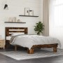 Estructura cama madera ingeniería metal roble humo 75x190 cm de vidaXL, Camas y somieres - Ref: Foro24-845659, Precio: 65,24 ...