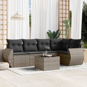 Set de muebles de jardín 6 pzas y cojines ratán sintético gris en Conjuntos de jardín | Comprar online en Foru.es