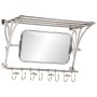 Soporte de equipaje con perchas y espejo de pared aluminio de vidaXL, Percheros para sombreros y abrigos - Ref: Foro24-357830...