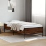 Estructura cama madera ingeniería metal marrón roble 90x190 cm de vidaXL, Camas y somieres - Ref: Foro24-844990, Precio: 77,2...