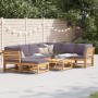 Juego de muebles jardín 8 pzas con cojines madera maciza acacia de vidaXL, Sofás modulares de exterior - Ref: Foro24-3214318,...