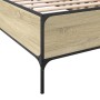 Estructura cama madera ingeniería metal roble Sonoma 90x200 cm de vidaXL, Camas y somieres - Ref: Foro24-844967, Precio: 76,9...