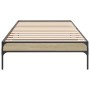 Estructura cama madera ingeniería metal roble Sonoma 90x200 cm de vidaXL, Camas y somieres - Ref: Foro24-845032, Precio: 62,3...