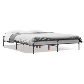 Estructura cama madera ingeniería metal gris Sonoma 120x200 cm de vidaXL, Camas y somieres - Ref: Foro24-845024, Precio: 84,1...