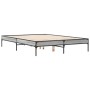 Estructura cama madera ingeniería metal gris Sonoma 120x200 cm de vidaXL, Camas y somieres - Ref: Foro24-845024, Precio: 84,9...