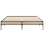 Estructura cama madera ingeniería metal roble Sonoma 160x200 cm de vidaXL, Camas y somieres - Ref: Foro24-845007, Precio: 110...