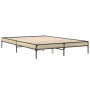 Estructura cama madera ingeniería metal roble Sonoma 160x200 cm de vidaXL, Camas y somieres - Ref: Foro24-845007, Precio: 110...