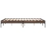 Estructura cama madera ingeniería metal marrón roble 135x190 cm de vidaXL, Camas y somieres - Ref: Foro24-845045, Precio: 87,...