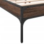 Estructura cama madera ingeniería metal marrón roble 135x190 cm de vidaXL, Camas y somieres - Ref: Foro24-845045, Precio: 87,...
