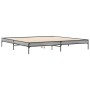 Estructura cama madera ingeniería metal gris Sonoma 200x200 cm de vidaXL, Camas y somieres - Ref: Foro24-844999, Precio: 99,3...