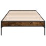 Estructura cama madera ingeniería metal roble humo 75x190 cm de vidaXL, Camas y somieres - Ref: Foro24-845058, Precio: 59,34 ...