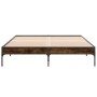 Estructura cama madera ingeniería metal roble ahumado 140x200cm de vidaXL, Camas y somieres - Ref: Foro24-845018, Precio: 107...