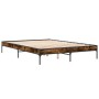 Estructura cama madera ingeniería metal roble ahumado 140x200cm de vidaXL, Camas y somieres - Ref: Foro24-845018, Precio: 107...