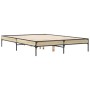 Estructura cama madera ingeniería metal roble Sonoma 120x190 cm de vidaXL, Camas y somieres - Ref: Foro24-845047, Precio: 80,...