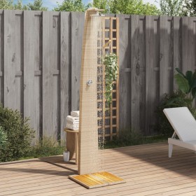 Ducha de exterior ratán PE y madera acacia beige 55x60x224 cm de vidaXL, Accesorios para piscinas y spa - Ref: Foro24-368211,...