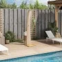 Ducha de exterior ratán PE y madera acacia beige 55x60x224 cm de vidaXL, Accesorios para piscinas y spa - Ref: Foro24-368211,...