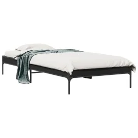Black engineered wood and metal bed frame 90x190 cm by vidaXL, Beds and slatted bases - Ref: Foro24-845051, Price: 62,04 €, D...