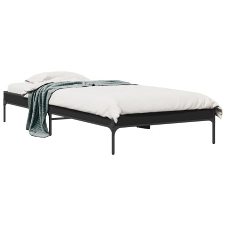 Estructura de cama madera de ingeniería y metal negra 90x190 cm de vidaXL, Camas y somieres - Ref: Foro24-845051, Precio: 63,...