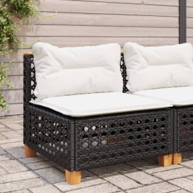 Sofá de jardín sin reposabrazos con cojines ratán PE negro de vidaXL, Sofás de exterior - Ref: Foro24-365926, Precio: 92,89 €...