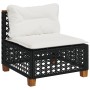 Sofá de jardín sin reposabrazos con cojines ratán PE negro de vidaXL, Sofás de exterior - Ref: Foro24-365926, Precio: 92,89 €...