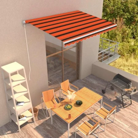 Toldo retráctil manual naranja y marrón 350x250 cm de vidaXL, Toldos - Ref: Foro24-3051211, Precio: 439,77 €, Descuento: %