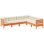 Set de sofás jardín 6 pzas con cojines madera pino marrón cera de vidaXL, Conjuntos de jardín - Ref: Foro24-3299460, Precio: ...