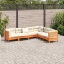 Set de sofás jardín 6 pzas con cojines madera pino marrón cera de vidaXL, Conjuntos de jardín - Ref: Foro24-3299460, Precio: ...