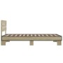 Estructura cama madera ingeniería metal roble Sonoma 75x190 cm de vidaXL, Camas y somieres - Ref: Foro24-845748, Precio: 65,2...