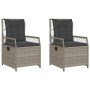 Sillones reclinables de jardín 2 uds ratán sintético gris claro de vidaXL, Sillas de jardín - Ref: Foro24-368666, Precio: 193...