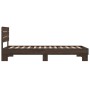 Estructura cama madera ingeniería metal marrón roble 100x200 cm de vidaXL, Camas y somieres - Ref: Foro24-845741, Precio: 98,...