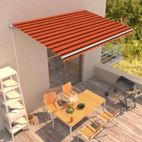 Toldo manual retráctil naranja y marrón 450x300 cm de vidaXL, Toldos - Ref: Foro24-3051219, Precio: 366,25 €, Descuento: %