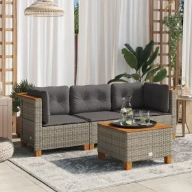 3-seater garden sofa with gray synthetic rattan cushions by vidaXL, Outdoor sofas - Ref: Foro24-365918, Price: 260,66 €, Disc...