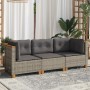 Sofá de jardín de 3 plazas con cojines ratán sintético gris de vidaXL, Sofás de exterior - Ref: Foro24-365918, Precio: 229,80...