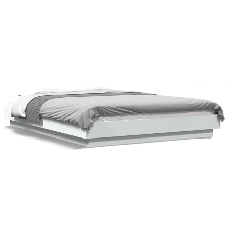 Estructura de cama madera de ingeniería blanca 135x190 cm de vidaXL, Camas y somieres - Ref: Foro24-3281224, Precio: 164,63 €...