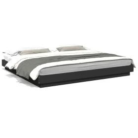 Black engineered wood bed frame 200x200 cm by vidaXL, Beds and slatted bases - Ref: Foro24-3281162, Price: 184,90 €, Discount: %
