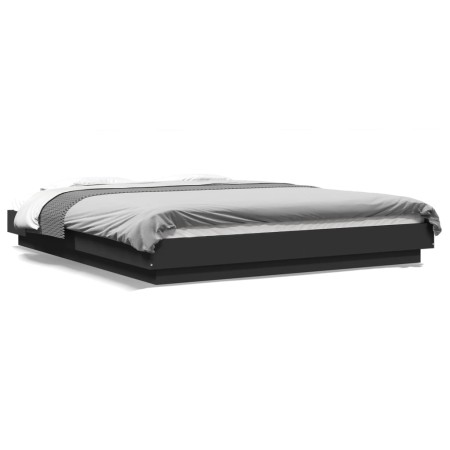 Estructura de cama madera de ingeniería negra 160x200 cm de vidaXL, Camas y somieres - Ref: Foro24-3281176, Precio: 170,31 €,...