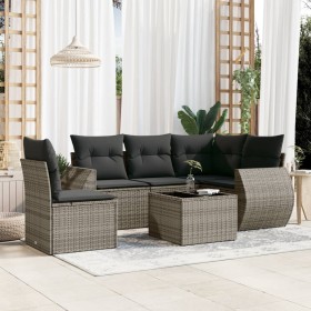 Set de muebles de jardín 6 pzas y cojines ratán sintético gris en Conjuntos de jardín | Comprar online en Foru.es