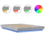 Estructura cama con luces LED madera gris Sonoma 140x200 cm de vidaXL, Camas y somieres - Ref: Foro24-3281103, Precio: 187,38...